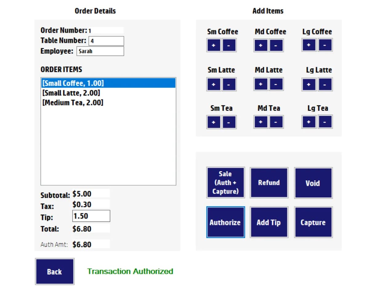 Point of Sale PAX Payment Application