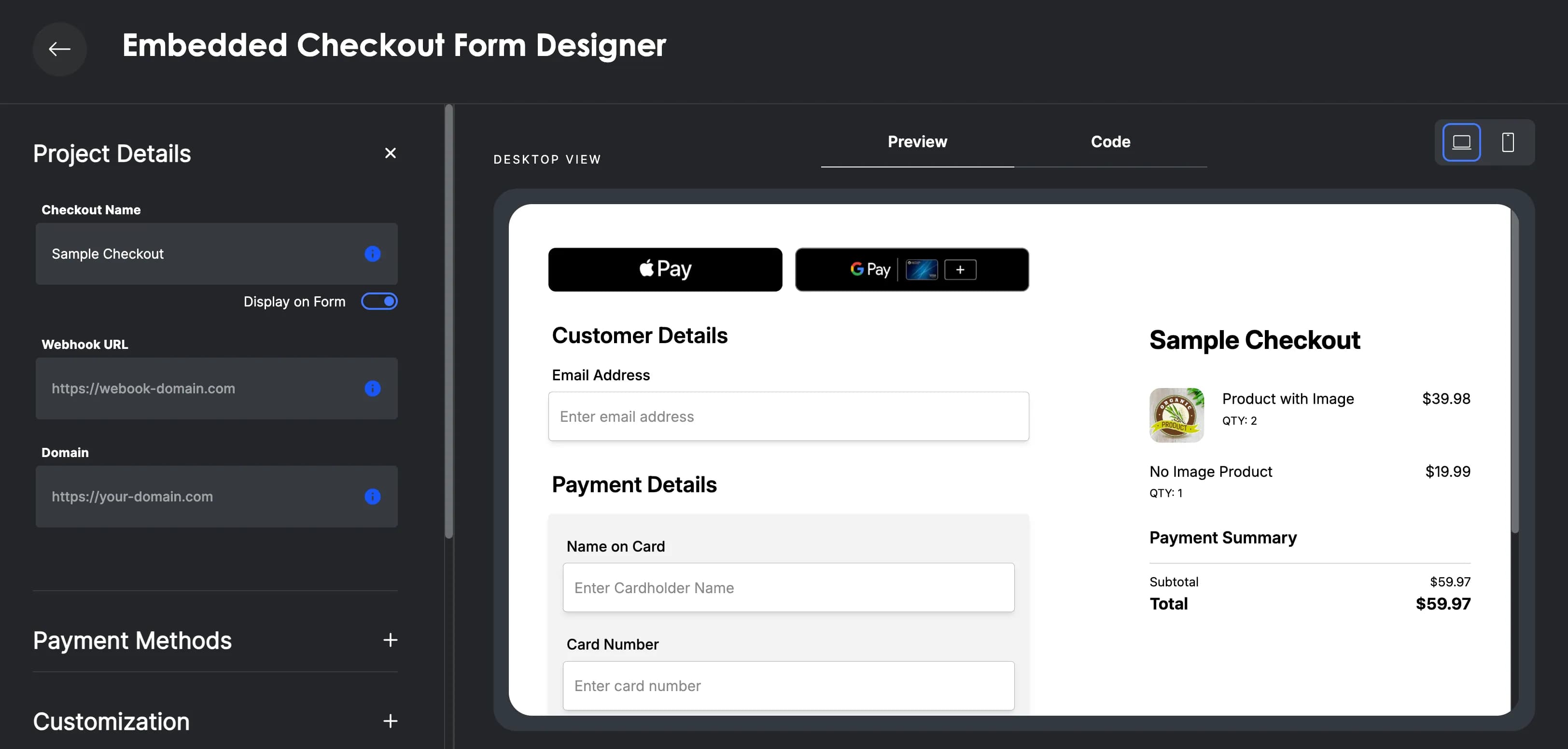 Embedded Checkout demo store
