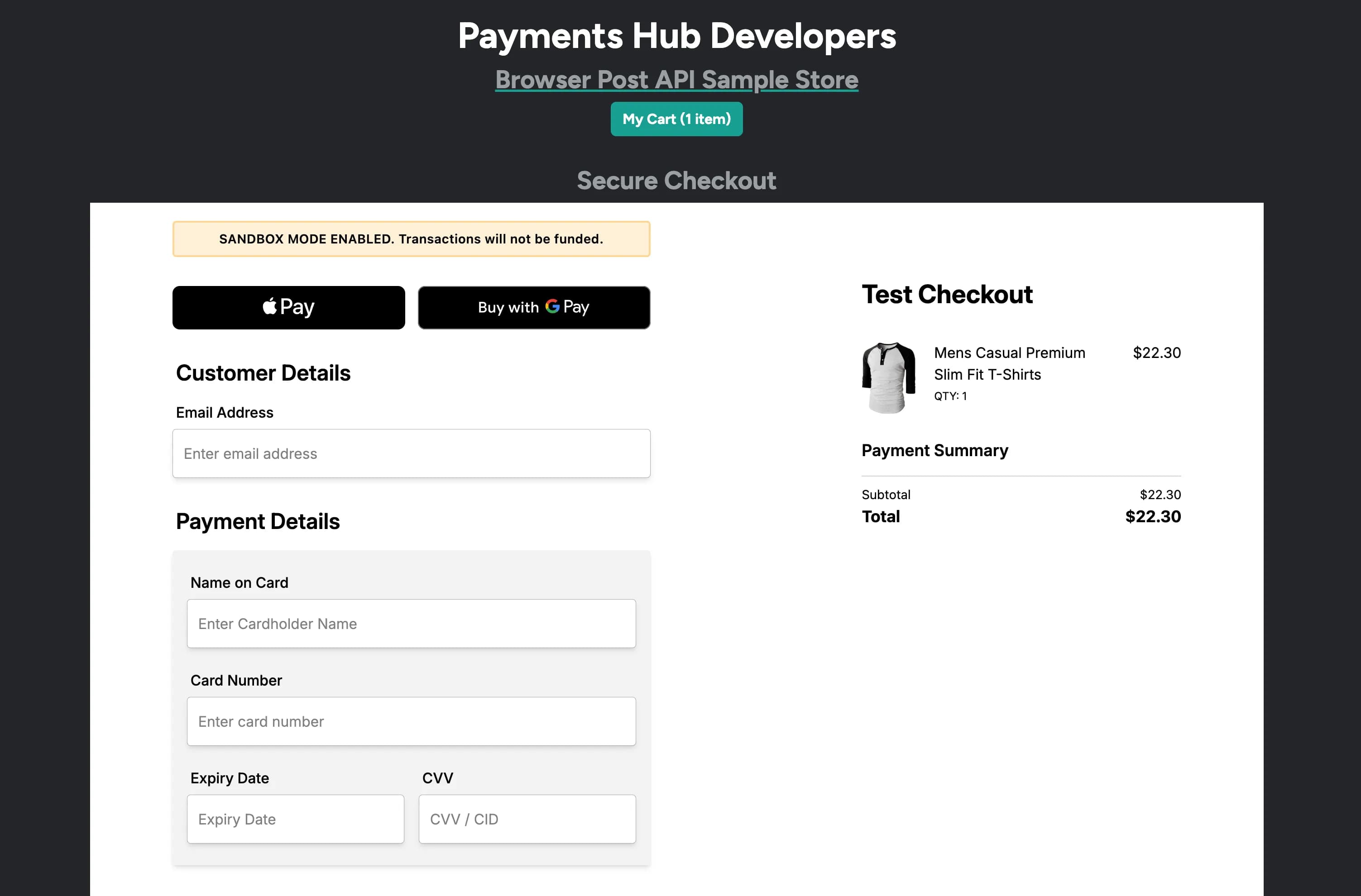 Ecommerce store built with React and North's Embedded Checkout