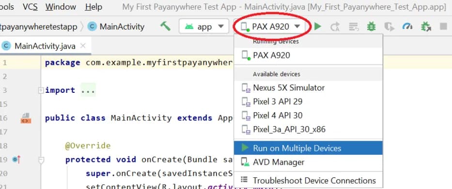 Payanywhere Android SDK screen