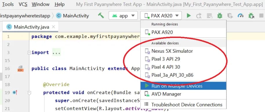 Payanywhere Android SDK screen